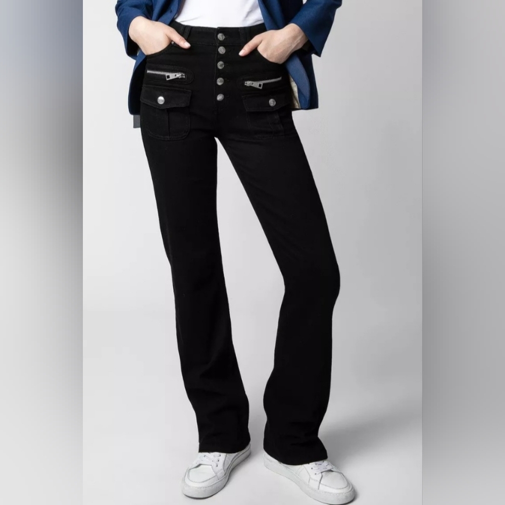 Zadig & Voltaire | Eyes Eco Jeans Black High Waist Flare Leg botton fly Size 26